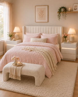 Amazon | Curated Collection | Cozy Contemporary Pink Bedroom