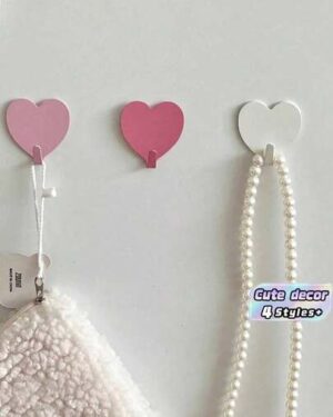 5 Pcs Heart Wall Hooks, Stainless Steel Self-Adhesive Hooks For Kitchen Bathroom Bedroom, Wall Mount Organizer For Keys Towels Coats, Home Decor
