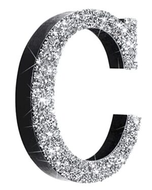 5.7" Silver Rhinestone Bling Letters Glitter Crushed Diamond Decor,Letter C