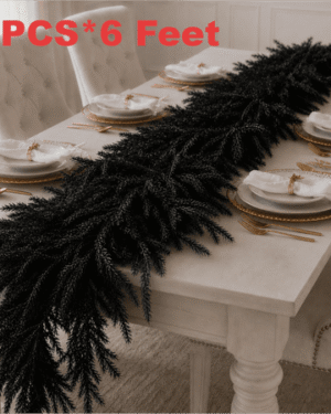 6FT PE Black Halloween Garland 55 Branches Bendable Hangable for Mantel Decor Front Door Stair Railing Window Table Centerpiece Thanksgiving Christmas Garlands