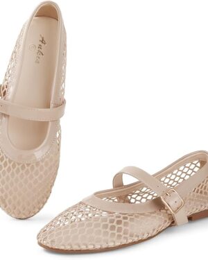 Amazon | Mesh Ballet Flats for Women, Mary Jane Mesh Flats Fishnet Sandals