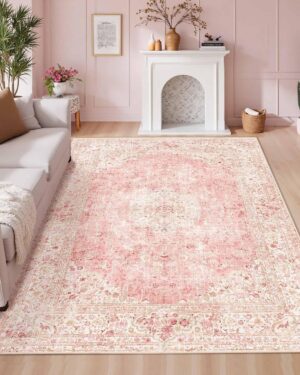 Amazon | Washable Pink Area Rug