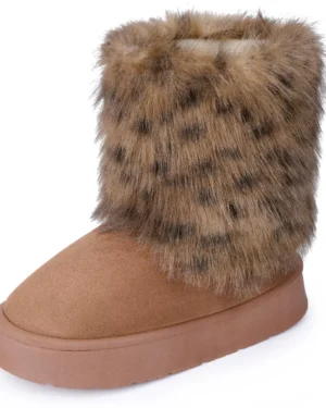 Target | Blissful Step Faux Suede Faux Fur Winter Flat Boots Coffee