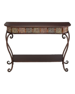 Amazon | Metal Floral Embossed 1 Shelf Console Table with Ornate Scroll Legs