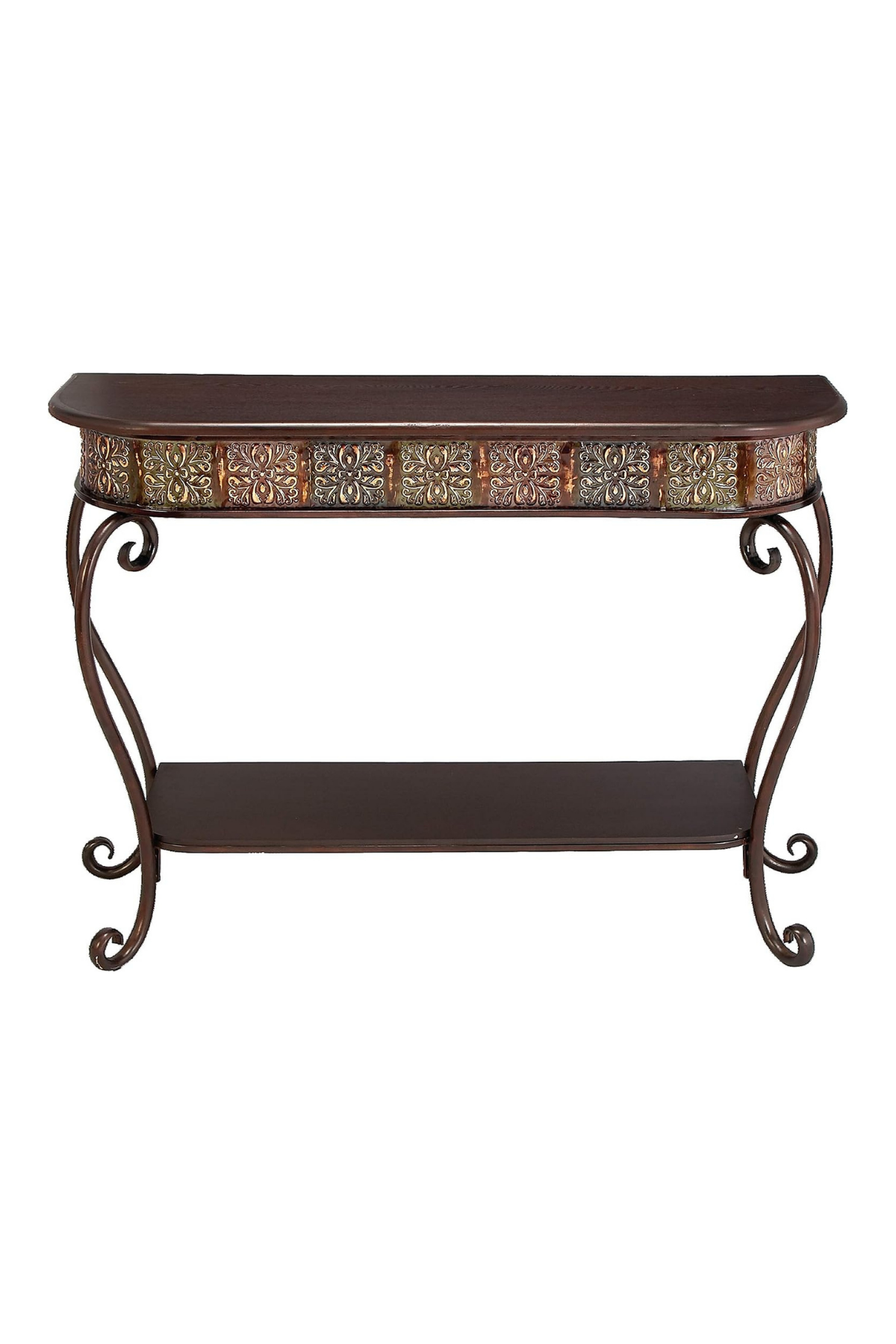 Amazon | Metal Floral Embossed 1 Shelf Console Table with Ornate Scroll Legs