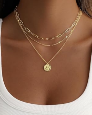 Amazon | Layered Gold Necklace for Women, 14K Gold Plated Necklace Set, Dainty Adjustable Gold Necklace Stack