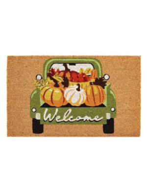 AT HOME | Welcome Green Truck Coir Mat