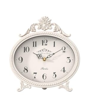 Abdurey Vintage Table Clock,Antique White French Rustic Style Mantel Clock