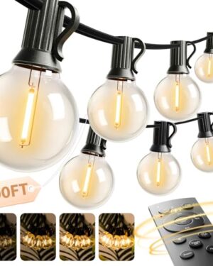 addlon Outdoor String Lights 100FT G40 with Remote 54 LED Shatterproof Bulb