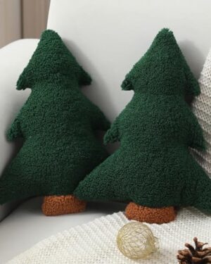 Allorry Christmas Pillows,Christmas Tree Pillow Set of 2 Cute Xmas Tree Shaped Plush Pillow Stuffed Christmas Decor for Party Home Sofa Cushion Bed Decorations(12.2 Inch) WL-006B