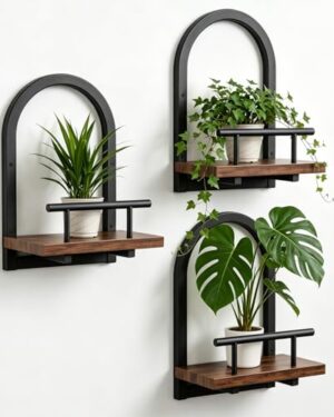 Amaoot Floating Shelves Set for 3, Wall Plant Holder Shelf, Wall Planters