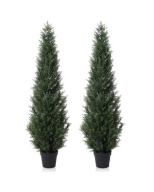 Artificial Cedar Tree, Artificial Christmas Topiary Tree, Fake Tree UV Rated, Pre-Potted Tree For Indoor Outdoor Housewarming Gift Home Decor