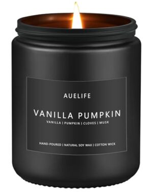 Auelife Fall Candle, Vanilla Pumpkin Scented for Home, Soy Wax