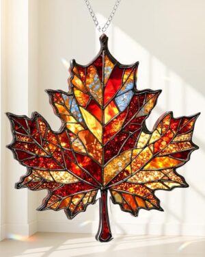 Autumn Fall Decor, Maple Leaf Suncatcher, Fall Ornaments