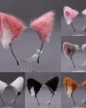 batmeuy Cats Ears Headband Long Furry Adorable Plush Exquisite Cosplay Party Headpiece for Party