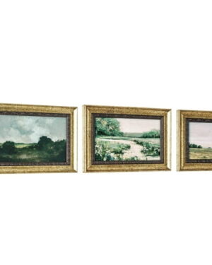 Beautiful Classic Landscape Wall Art Set of 3, Vintage Framed Wall Décor, Gold Brushed Multi-Size Frames, Farmhouse Landscape Art for Living Room, Office, Entry