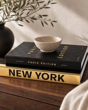 Beautiful Decorative Books - Set of 2 Boxes Enhance Your Coffee Table, Bookshelf or Mantel Shelf Decor - Luxury Fake/Faux Books for Modern Home Decoration, Photo Storage and as a Keepsake Box