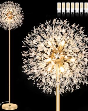 BesLowe 69’’ Crystal Floor Lamp for Living Room, Modern Standing Lamp, Gold