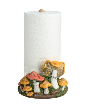 Bicuzat Cute Retro Mushroom Pattern Paper Towel Holder Stand, Resin Crafts Display for Kitchen Countertop, Cafe Western Restaurant Cake Shop Dessert Shop