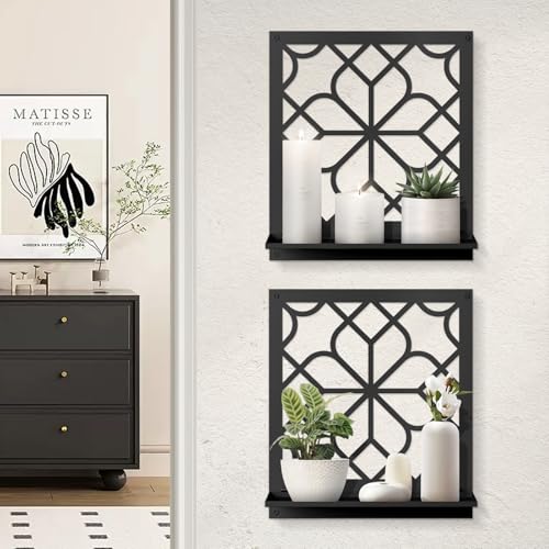 Black Metal Bathroom Wall Decor, Farmhouse Wall Candle Holder Set of 2