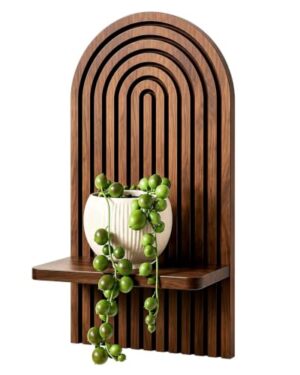 Boho Arched Wooden Wall Shelf Solid Floating Shelves for Wall, 14”x 7”Plant Decorative Display Shelf, Modern Natural Home Wall Mounted Shelves for Bedroom, Living Room, Office, Bathroom, Entryway
