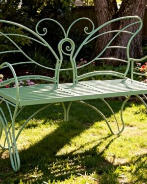 Boweniog Outdoor Bench Patio Outdoor Garden Bench with Built-in Table, Butterfly Bench for Outside, 3 People Outdoor Bench Garden Bench Front Porch Furniture (Green, 49.2inch)