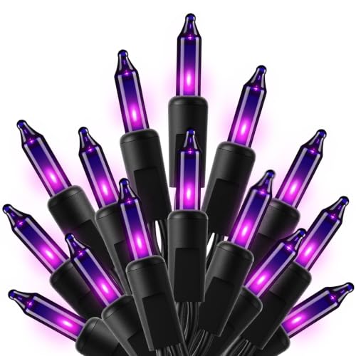 Brightown Purple Halloween Mini Lights, 50 Count 10 Feet Mini String Lights