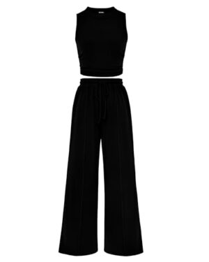 BTFBM 2 Piece Outfits For Women Airport Travel Outfit,Black,M