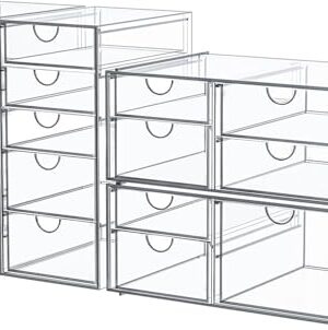 caktraie 4-Pack Acrylic 16-Drawer Storage & Makeup Organizer for Desk