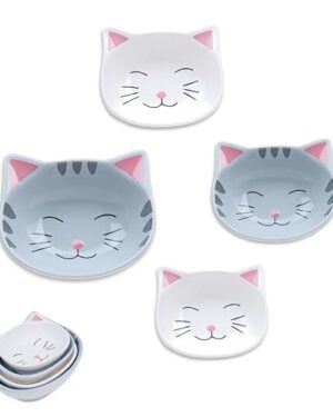Cat Measuring Cups Set, Whimsical Cat Kitchen Accessories & Baking Gifts, Stacking Unique Measuring Cups for Cat Mom, Fun & Cute Baking Supplies for Pet Lovers, Durable Ceramic Kitchen Decor, Set of 4