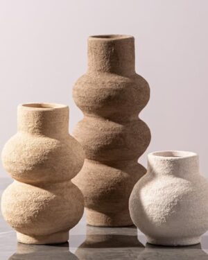 Ceramic Vase Home Table Decor - Flower Vase Set of 3 Living Room Kitchen Decorations Farmhouse Modern Rustic Vases Decorative Centerpiece for Shelf Bedroom Office Bathroom Dining Coffee Desk