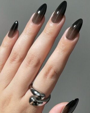 Change Your Nails. 24Pcs Mid-Length Almond-Shaped Black Gradient Simple Dark Style Nail Cover Full Nail Set, Suitable For Women And Girls To Wear Daily,Press On Nails Nail...