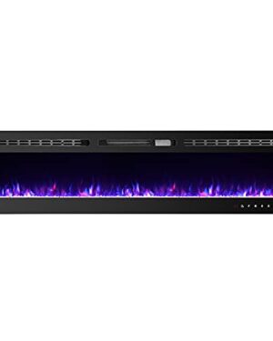 CharaVector 70 inch 750W/1500W Electric Fireplace Inserts with Remote Control in Wall Mounted, Energy Saving LED Insert Fireplace Heater Indoor Glass View with Remote Control & Touch Screen, Black