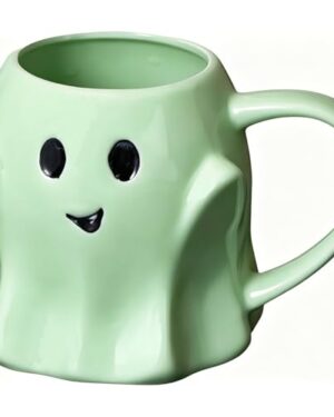 Cloverhome Halloween Mug Novelty Ghost Mug 3D Cute Ceramic Coffee Cup Perfect for Halloween Decor and Christmas Birthday White Elephant Gifts for Coffee Milk Tea Lover (Green)
