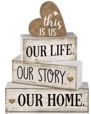 Conelist 4 Pcs Farmhouse Table Decoration Home Sweet Decor,Heart