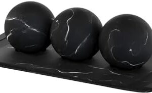 Creative Scents Black Marble Look Home Decor Bowl and Orb Set - Coffee Table Decor for Living Room - Centerpiece Table Decorations for Dining Table, Kitchen Counter, Foyer - Elegant House Decoration