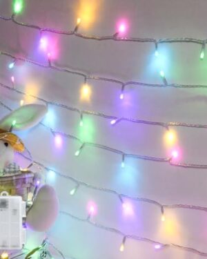cshare Easter String Lights Battery Operated,Pastel Easter Lights with Timer 9.8ft 30LED Transparent Wire Fairy Lights for Easter Decorations Garland Outdoor Indoor Party