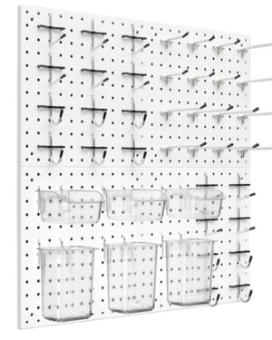 Daanxw Peg Board Kit, Includes Pegboard and Accessories,with Hooks and Bins,Peg Board Wall Organizer for Office,Ornaments Display,Crafts Organization (66, White)