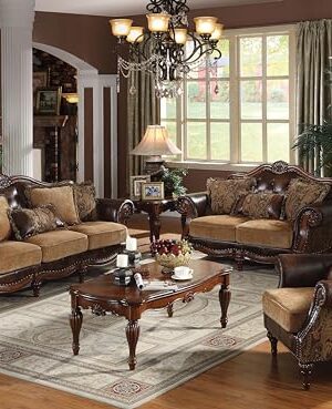 DAE FURNISHING 4-Piece Traditional/Rustic Brown Living Room Set: Sofa, Loveseat, Chair, Coffee Table