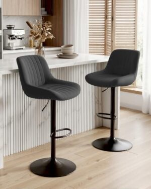 Daluvenix Modern Swivel Bar Stools, Adjustable Bar Stools Set of 2, Black