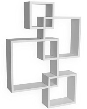 Danya B BR1023WH Decorative Wall Mount Floating Intersecting Cube Accent Wall Shelf - White