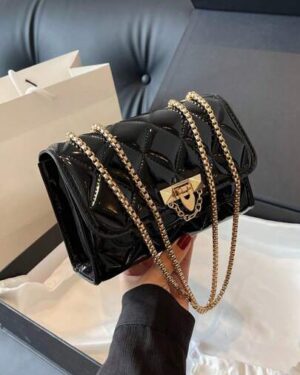 SHEIN | Solid Color Pu Leather Crossbody Bag With Pressed Shell Quilting, Metallic Ornament And Flap-Over Closure