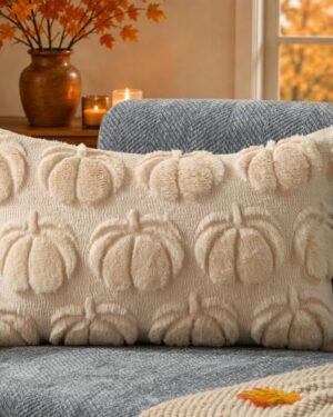 DFXSZ Fall Pillow Covers 12x20 Beige Plush Big Pumpkins Decor YZT100A12