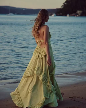 Free People | Ruffle Tiered Open Back Maxi Dress