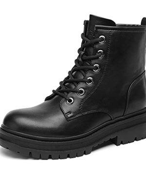 DREAM PAIRS Women's Combat Boots Lace-up Ankle Boots,Black,8.5