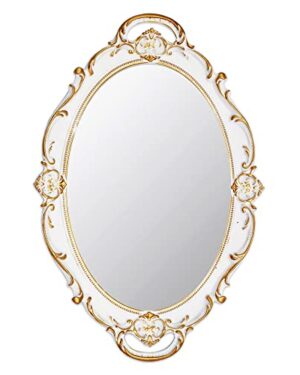 Eaoundm 14.5 x 10 inchs Oval Antique Decorative Wall Mirror (White)