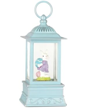 Easter Snow Globe, Easter Decorations for The Home, Lighted Glitter Bunny Snowglobe Lantern for Spring Home Decor