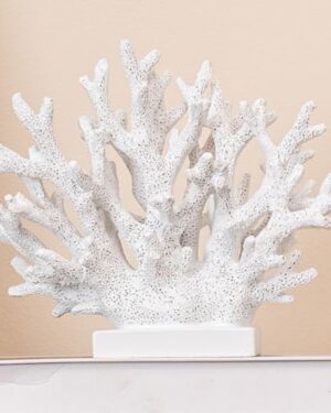 Elegondrar 5.8" H White Coral Decor, Resin Coral Statue, Nautical Decorations for Home, Bedroom, Bathroom, Living Room, Beach/Coastal/Ocean Themed Cabinet Shelf Tabletop Decor