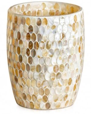 Escenzy Natural Shell Bathroom Trash Can 5L, Handmade with Mother of Pearl Mosaic Glass, Decorative Waste Basket for Bathroom, Bedroom, Office, Luxury Coastal Bathroom Decor