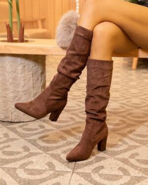 Fall/Winter Women's Fashion Chunky Heel Pointed Toe Pleated Ankle Boots